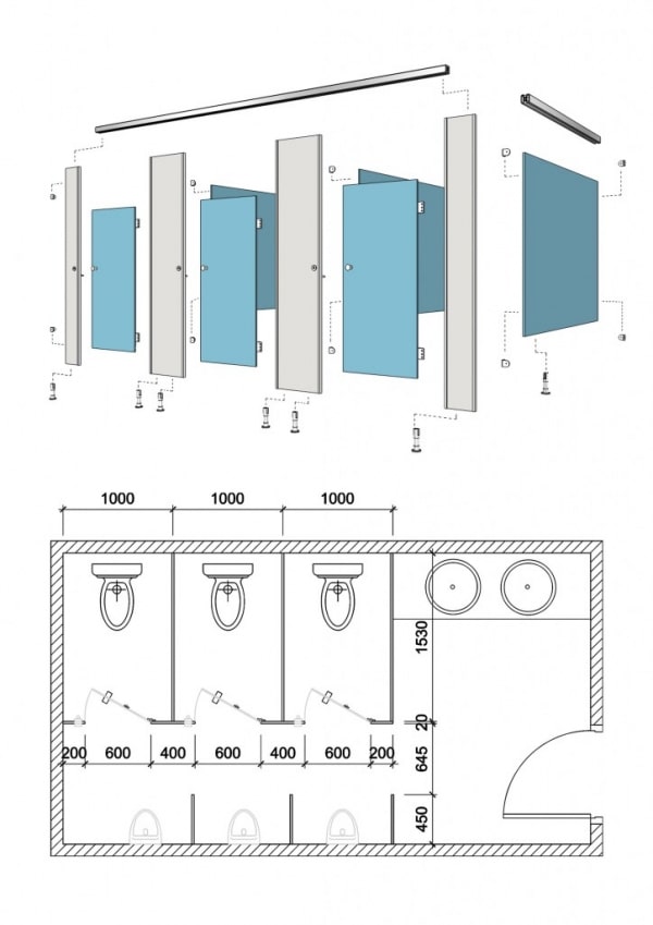 vách nhà vệ sinh Kích thước vách nhà vệ sinh