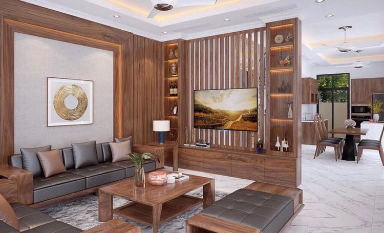 10 mẫu vách ngăn gỗ công nghiệp phòng khách đẹp - sang - rẻ 135 vách ngăn gỗ công nghiệp phòng khách 134